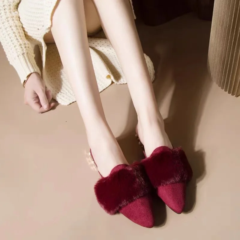 Осенне-зимние бархатные Тапочки женская обувь из искусственного меха верхняя