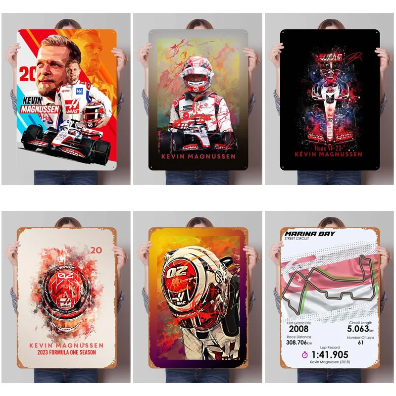Металлический знак Kevin Magnussen постеры для гонок украшение игровой комнаты Мужской