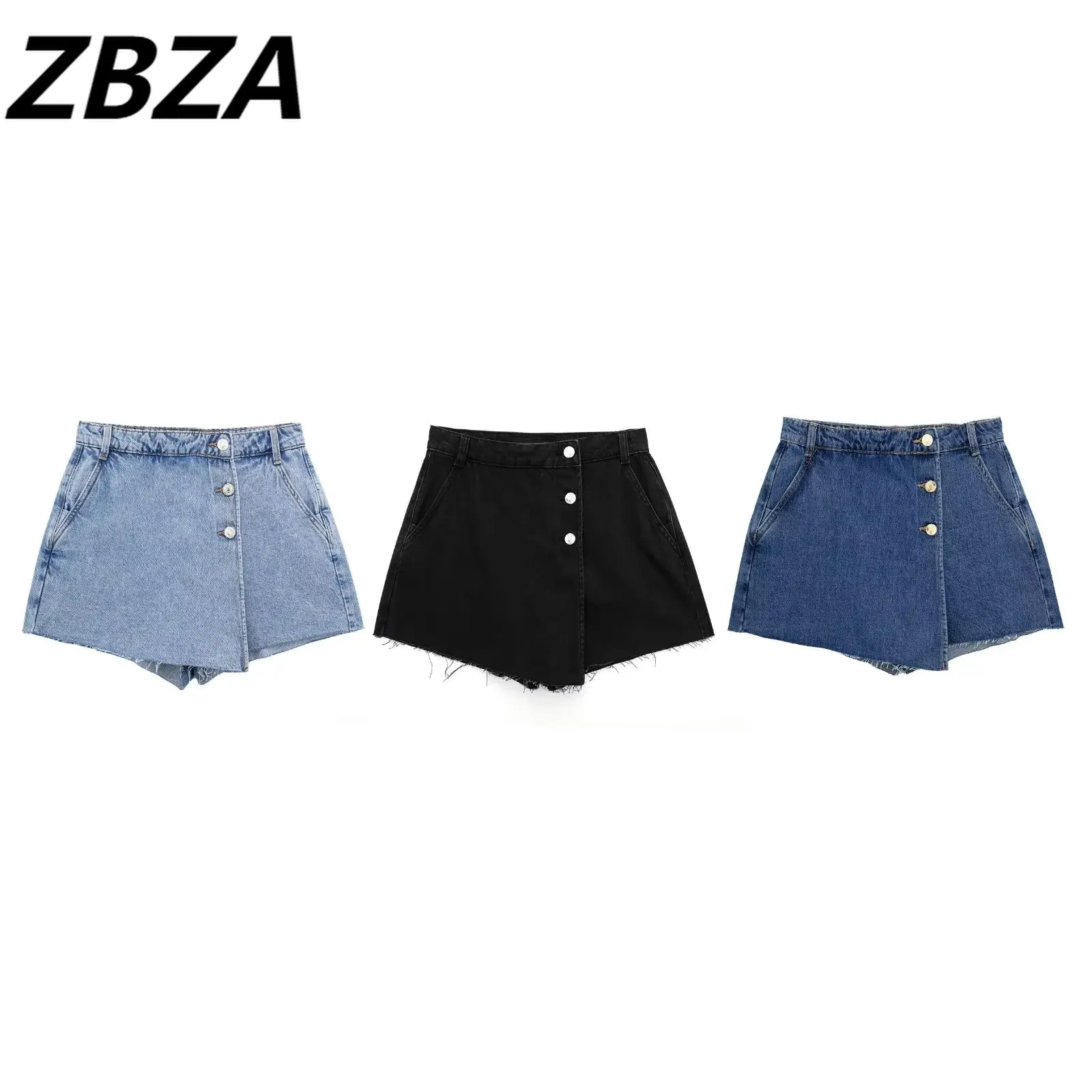 

ZBZA, новинка 2023 года, шикарная модная юбка-брюки Paikou Adorn с двумя лацканами, винтажная Женская юбка-брюки на молнии с высокой талией