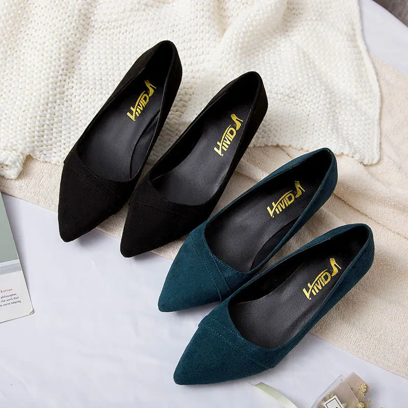 Shoes for Women Low Heel Pointed End Heel Zapatos Mujer 2023 New Style Pumps Chaussures Black PU Vamp Matte Upper Work Shoes