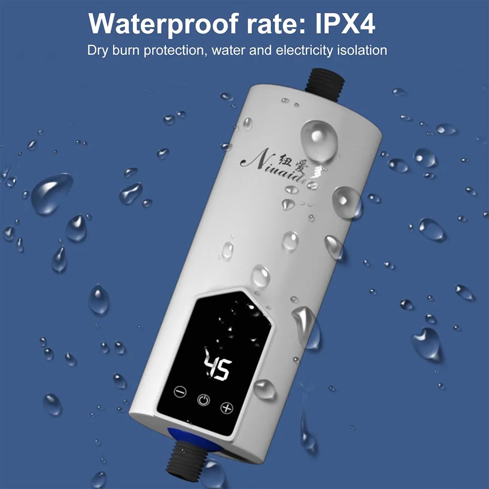 

5500W Water Heater LCD Display Wall Mounted Water Heating Machine Energy Saving Frequency Conversion for Kitchen Bathroom Shower