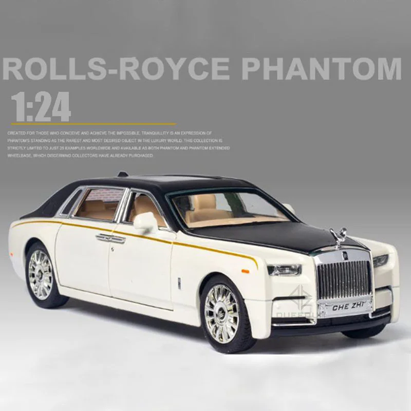 

1/24 Alloy Diecast Rolls Royce Phantom Cars Model Toy 6 Doors Opend Pull Back Sound Light Metal Simulation Vehicle Toy For Boys