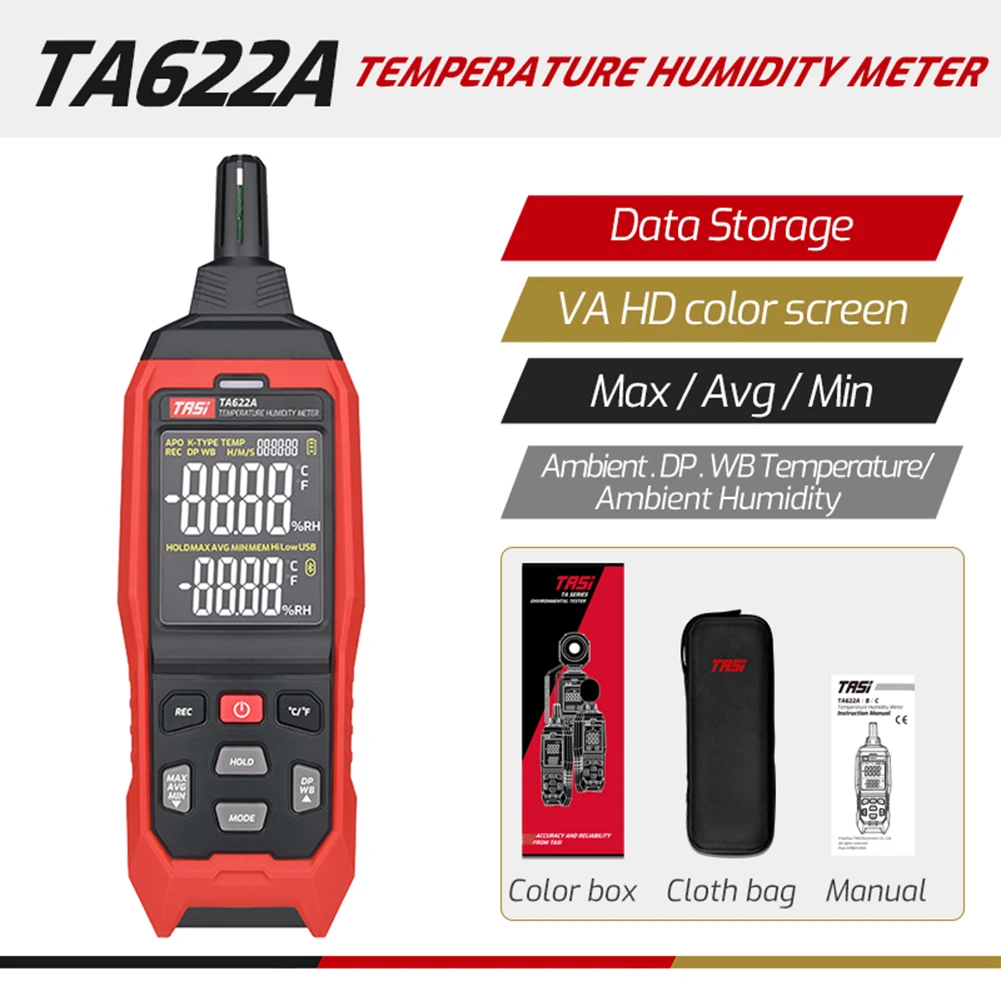 

A622A B Digital Temperature Humidity Meter Thermometer High Precision Measurement Hygrothermograph Handle Type Hygrometer
