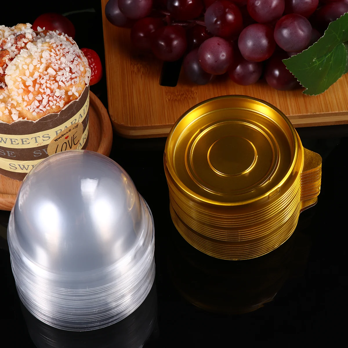 

100 Pcs Cupcake Packaging Cookie Gift Containers Plastic Dessert Cake Box Dessert Cups Lids Cookie Box Clear Dome Box