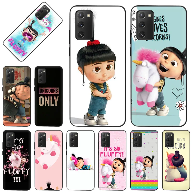 Чехол для телефона Samsung Galaxy S21 Ultra S20 FE S10 Plus E S22 S9 Note 20 10 Lite My Fluffy Unicorn Agnes Soft Black Shell Cover.