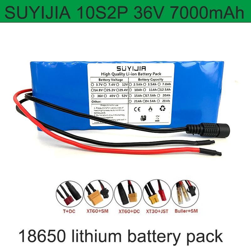 

SUYIJIA 10S2P 36V 7000mAh 18650 Li-ion Battery Pack for Electric Bicycle Scooter with BMS Battery Pack Backup Battery