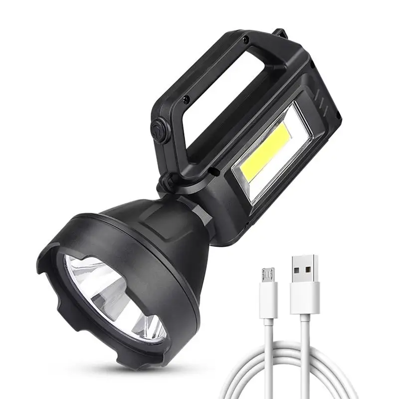 usb solar rechargeable flashlight phone charger super bright led portable spotlights life waterproof searchlight cob lamp free global shipping
