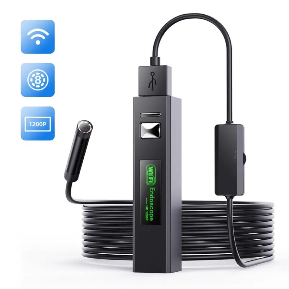 

Endoscope Camera 8mm 8 LEDs Industrial Inspection Borescope Camera 1200P 2.0MP Mini Camera IP67 Waterproof For Iphone Android