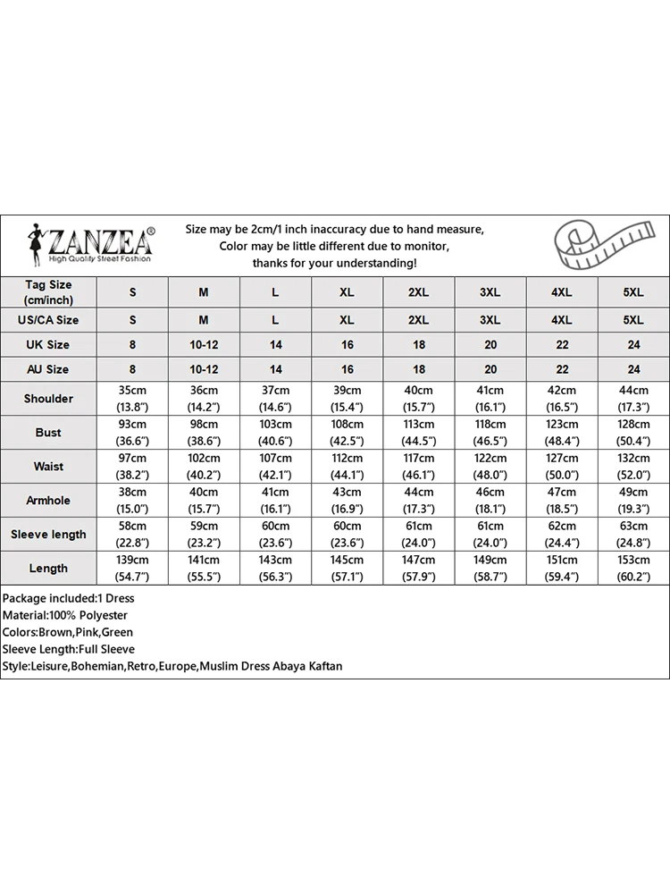 Элегантное женское платье макси в бальном стиле ZANZEA Мусульманская Абая с
