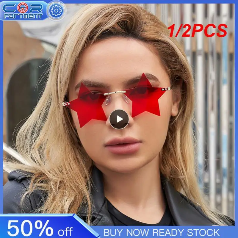 

1/2PCS Rimless Star Shape Sunglasses Trendy Sun Glasses Party Glasses Funny Pentagram Eyewear Christmas Decoration Eyeglasses