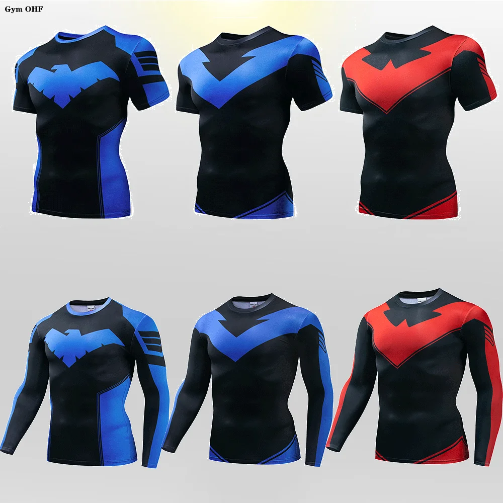 Compression Running T-shirt Men New Nightwing 3D Printing T shirts Men Quick-Drying Gym Sportswear Rashguard JerseyTop For Male