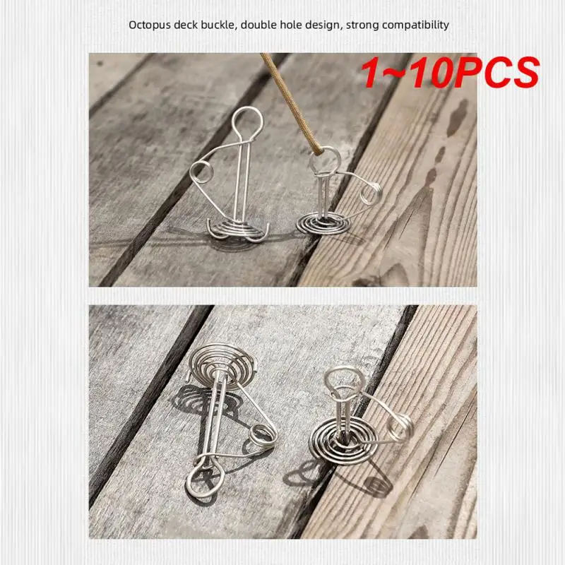 

1~10PCS Pack of 10 Spring Deck Pegs Nail Rope Buckles Portable Stainless Steel Windproof Awning Tent Canopy Stakes Hiking