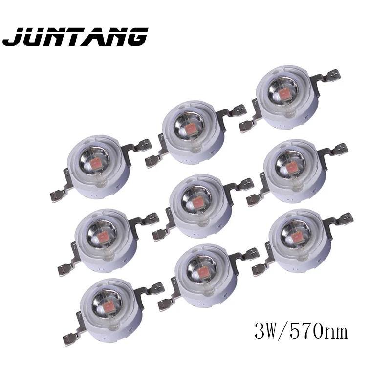 Светодиодный чип высокой мощности, светодиодные лампы, 1-3 вт, зеленый, 570 нм, оранжевый, 605нм, лазерный инфракрасный, 800нм