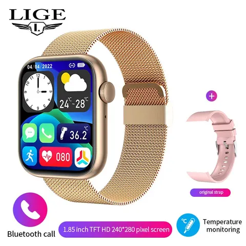 Смарт-часы LIGE женские водонепроницаемые с сенсорным экраном и поддержкой Bluetooth