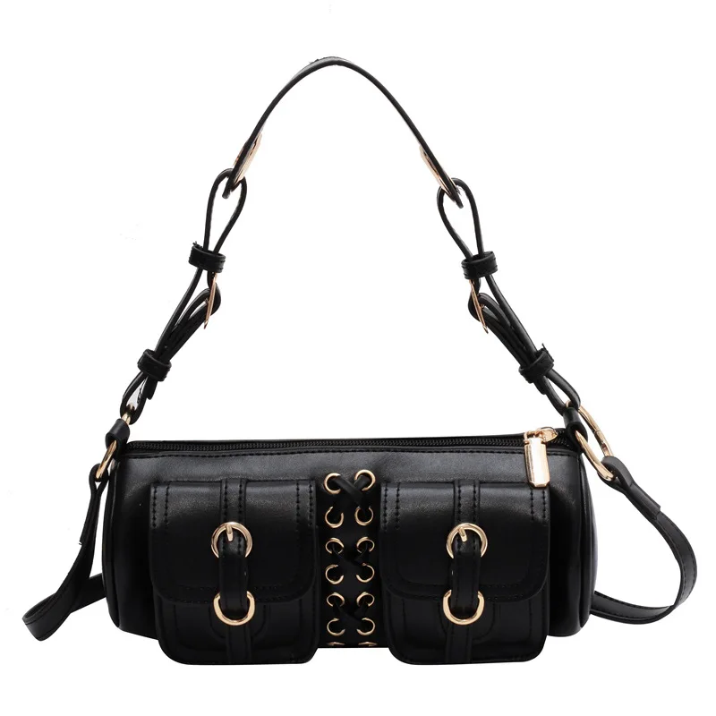 

Дизайнерские женские сумки на плечо в форме цилиндра, женская сумка через плечо в стиле панк, Модные женские Сумки из искусственной кожи и к...