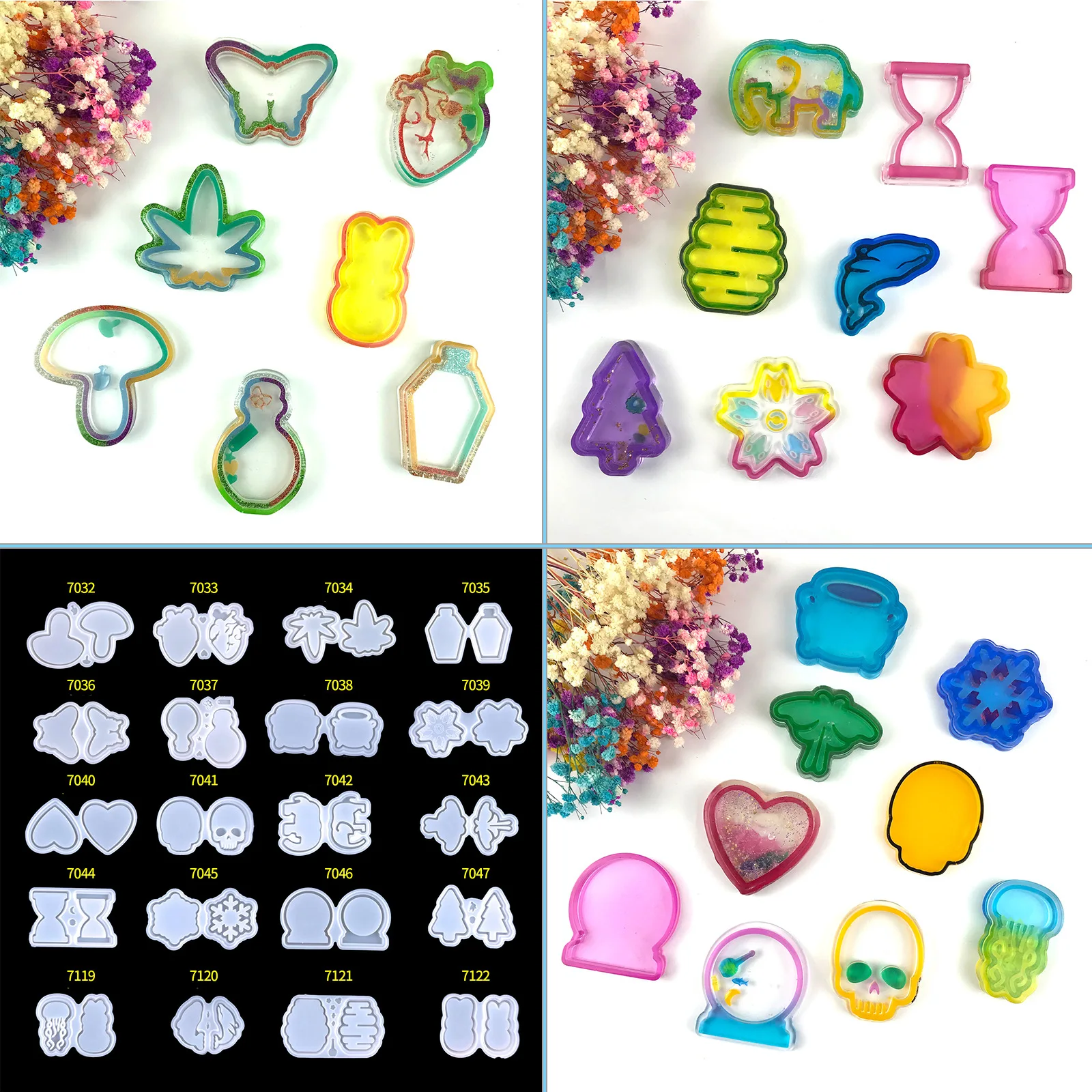 

DIY Rabbit Elephant Heart Star Snowflake Shaker Box Keychain Silicone Mold Jewelry Fillings Pendant Accessory Earring Settings