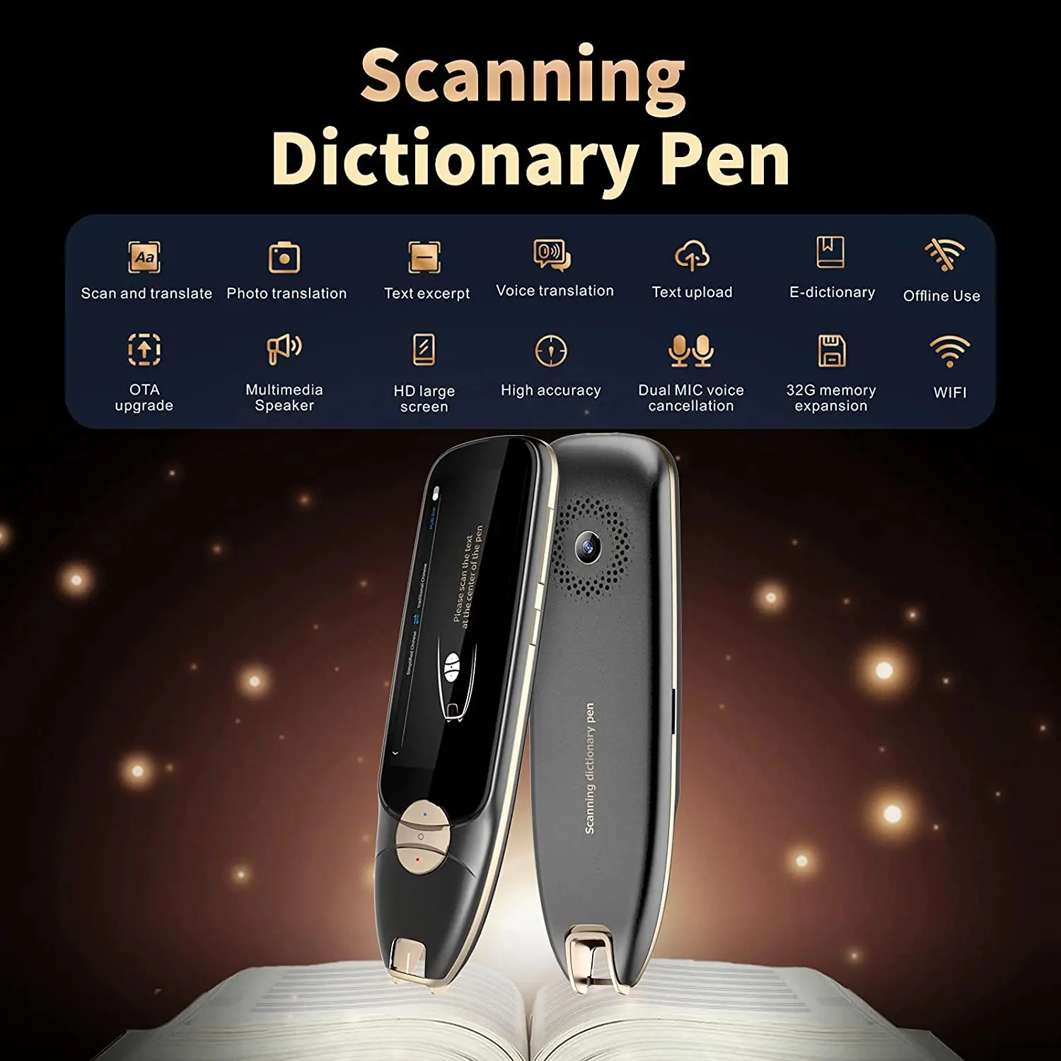 

116 Languages Scanning Translation Pen 3.5inch Large Screen Point Reading Pen Supports Multi-language Offline Mutual Translation