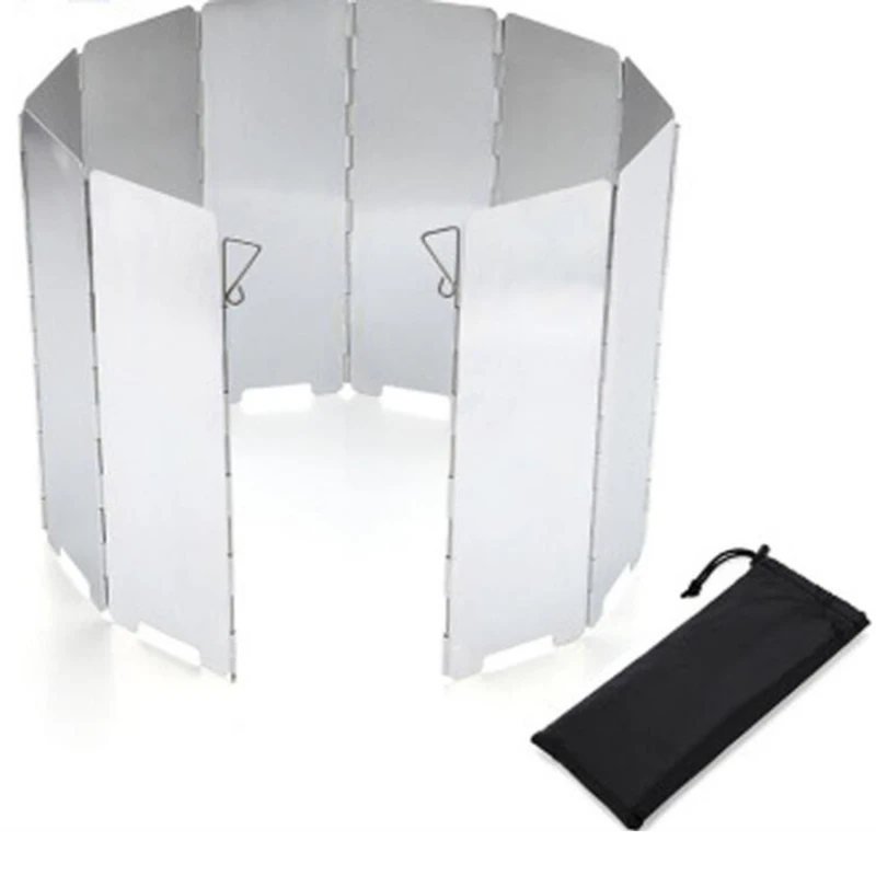 

Foldable Stove Windshield Screens Outdoor Camping Cooking Bbq Gas Stoves Aluminium Alloy Wind Screen Camping Equipment