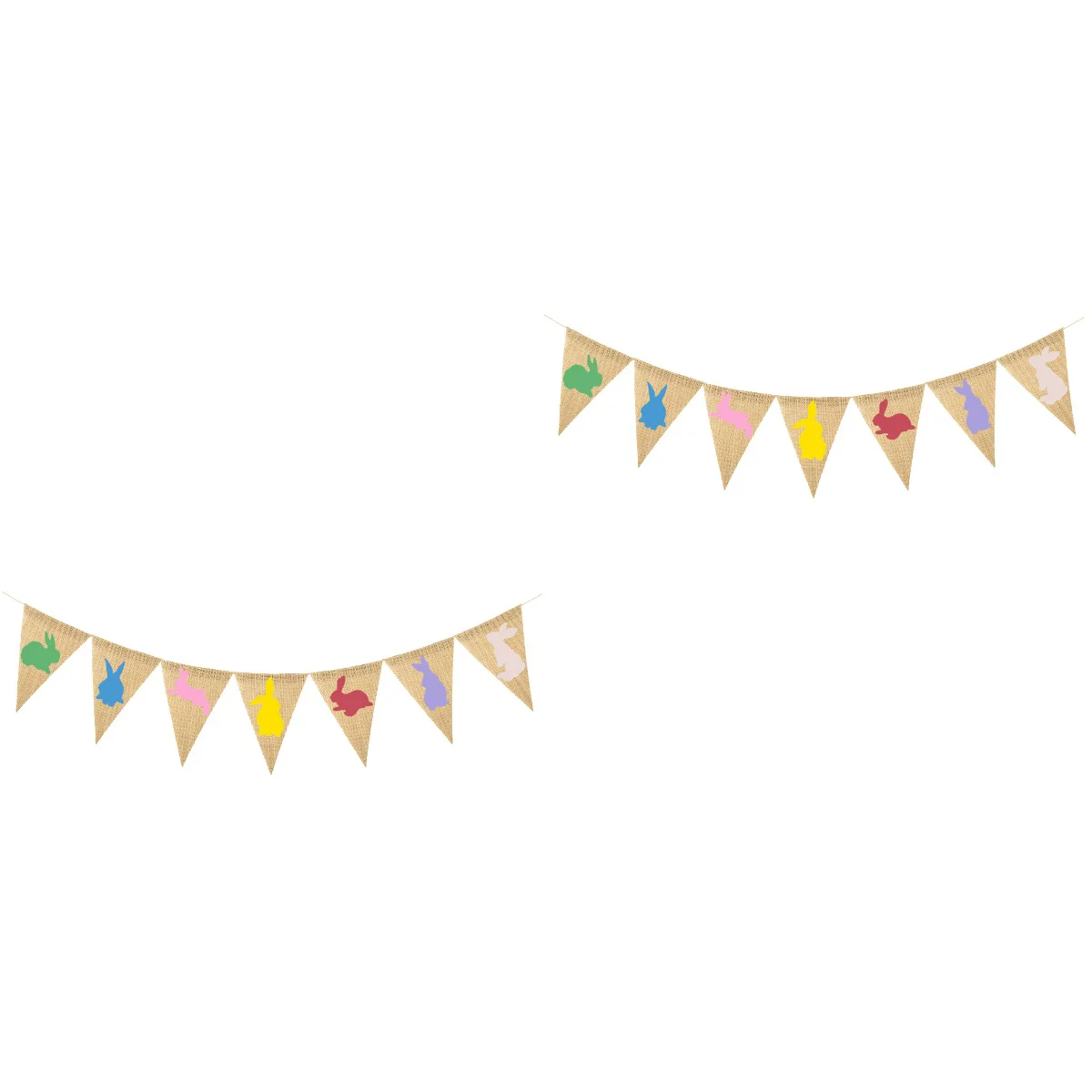

2 Sets Rabbit Pennant Easter Banner Colorful Bunny Garland Rabbit Bunting Linen Flag Party Supplies for Easter Party