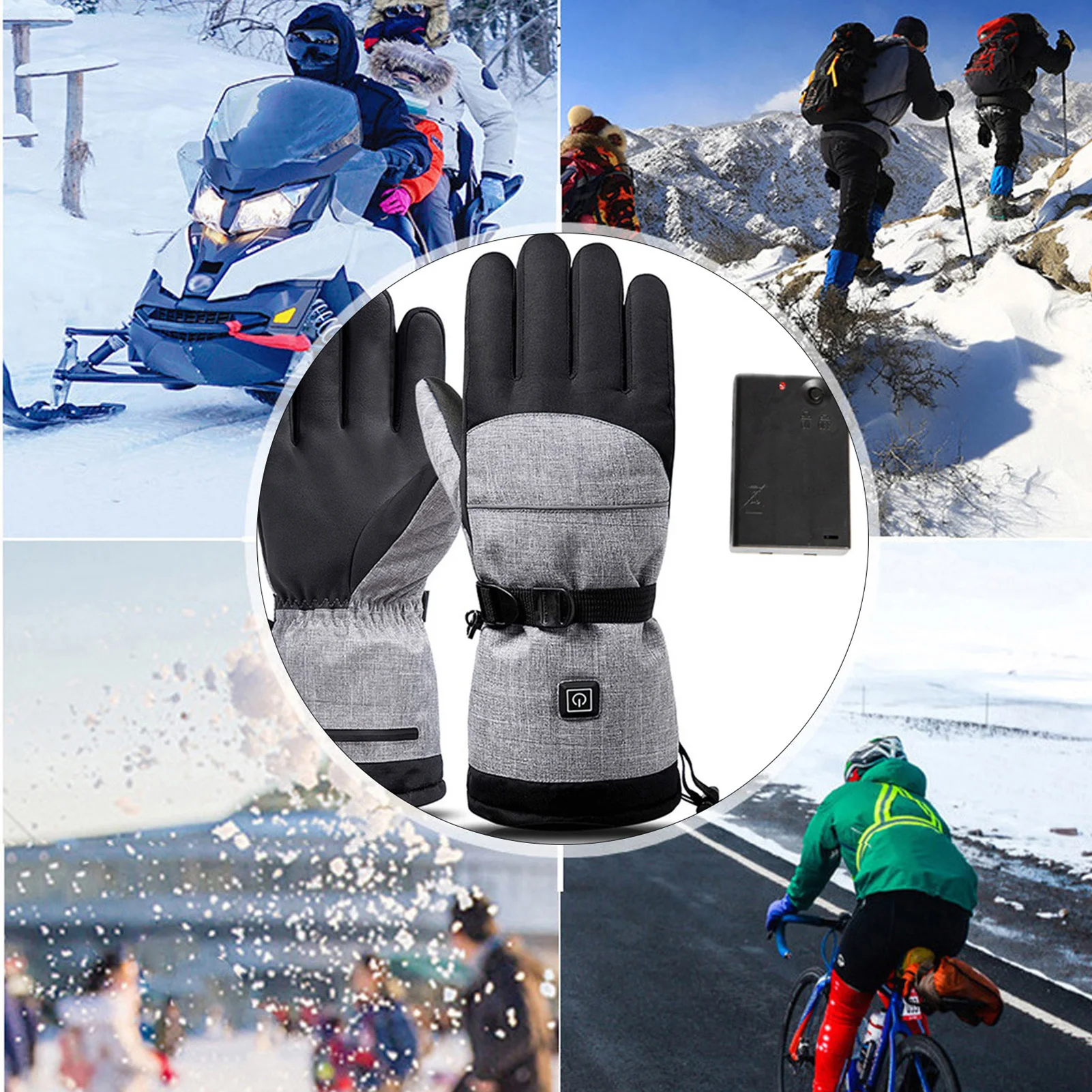 

Motorcycle Electric Liner Heated Gloves Full Finger Touch Screen Motorcycle Outdoor Sports Gloves for Riding Skiing Fishing