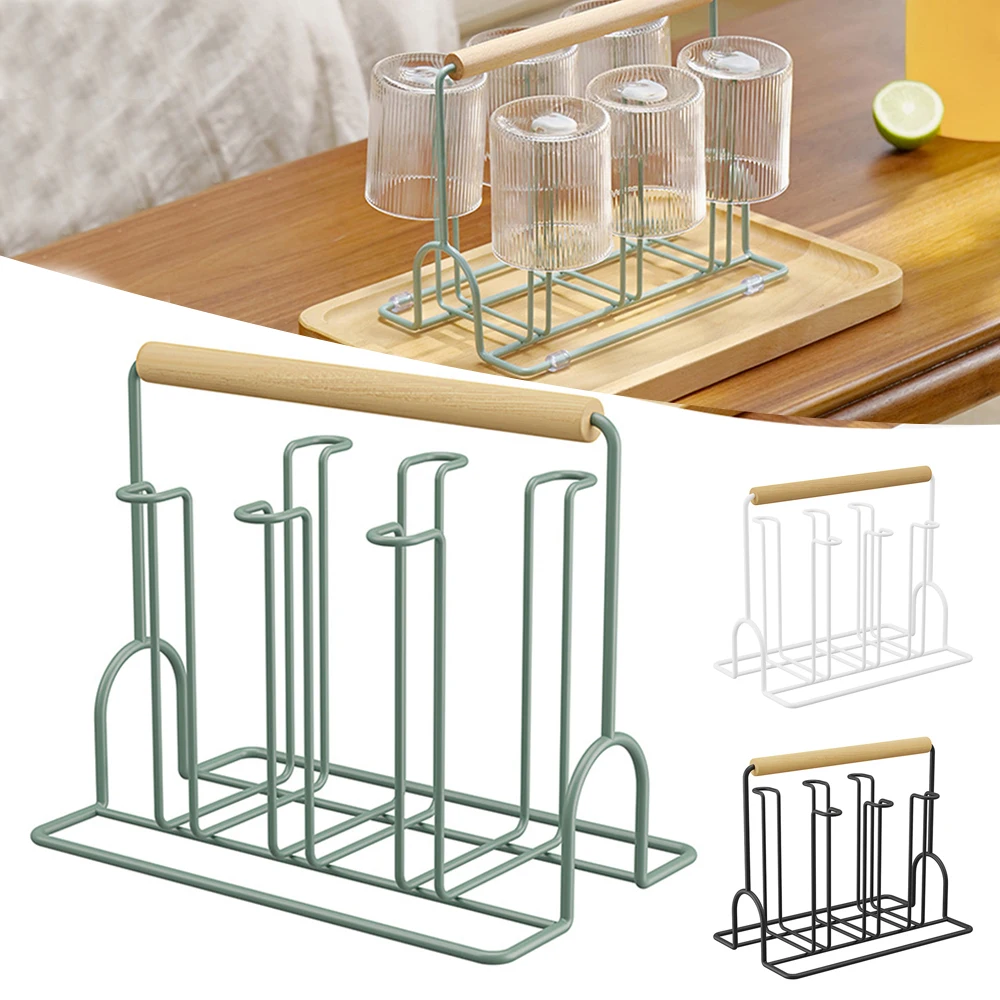 

Simple Glass Cup Drying Rack With Handle Non-slip Water Cup Drain Storage Rack Upside Down Cup Stand Durable For Home Kitchen