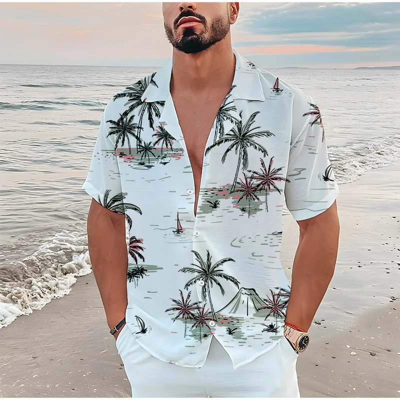 2022 Men's Shirts Hawaiian Shirts Men scenery 3d Printed Summer Loose Breathable Shirts For Men Retro Short Sleeve Retro Shirt