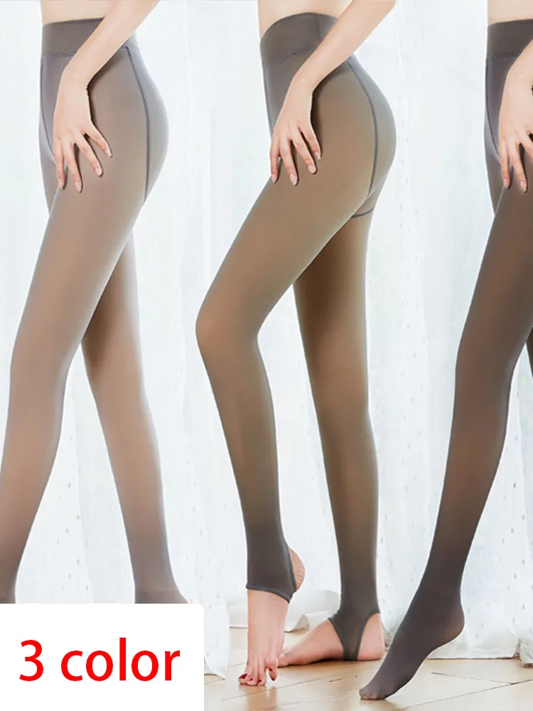 

Winter Tight Women Leggings High Waist Pantyhose Plus Velvet Warm Elasticity Translucent Stockings Women Push Up Slim Leggins