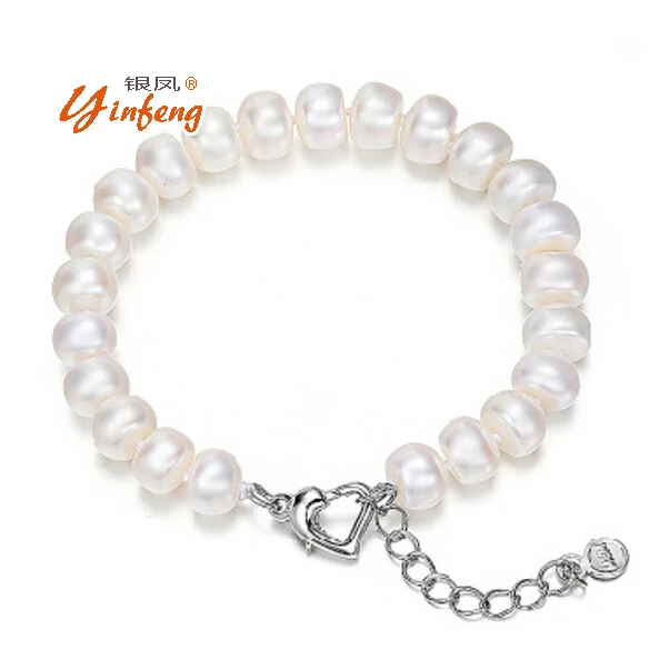 Romantic natural freshwater pearl bracelet bangles for women 100% real pearl bracelet 8-9mm white color