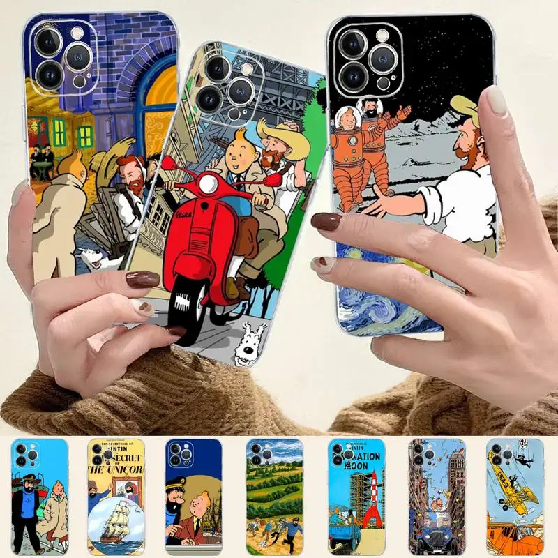 

Anime Tintines Phone Case For iPhone 8 7 6 6S Plus X SE 2020 XR XS 14 11 12 13 Mini Pro Max Mobile Case