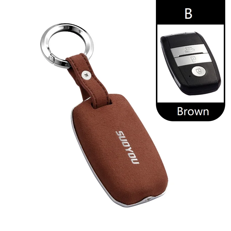 

Alloy +Leather Car Key Case Cover for Kia Ceed Soul Sportage Optima Carens Remote Fob Key Keyless Entry