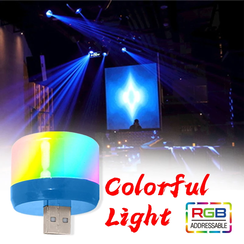 

USB LED Lamp Mini Portable Computer Power Bank USB Plug Book Lights Colorful RGB Night Light Atmosphere Lamp For Party Camping