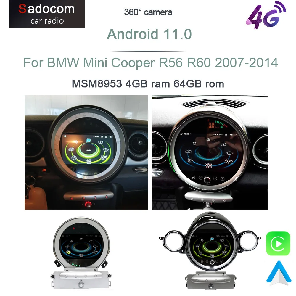 Беспроводной Carplay DSP 4 Гб + 64 7 &quotAndroid 11 0 Автомобильный gps RDS радио плеер для BMW Mini Cooper