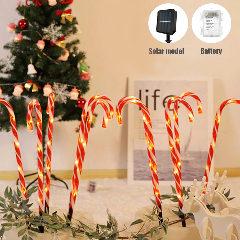 

Solar Powered LED Cane Lights Indoor Christmas Eve Christmas Decoration Outdoor Waterproof Landscape Lawn Ground Insert Path