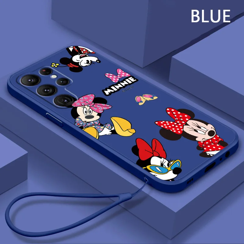 

Cute Mickey Minnie Phone Case For Samsung Galaxy S10 S10e S20 S21 S22 Plus Lite Ultra FE 4G 5G Liquid Rope Cover