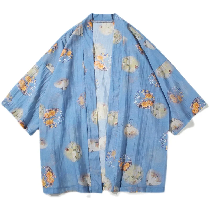 Мужская одежда в китайском стиле 2022 Шелковый костюм Тан накидка ханьфу синее