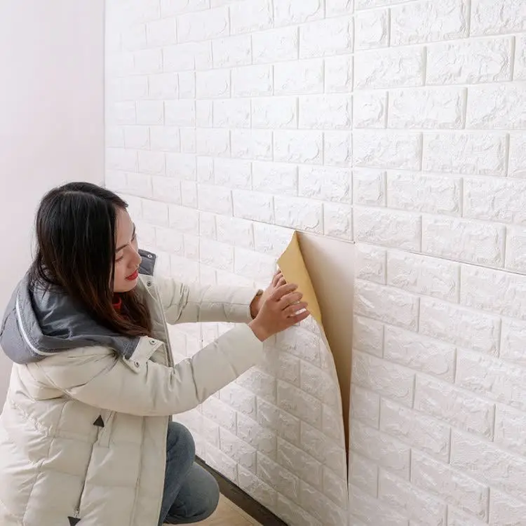 

Wallpapers 3D Brick Pattern For TV Background Living Room Wall Decor DIY Self-adhesive Waterproof PE Foam Wall Stickers