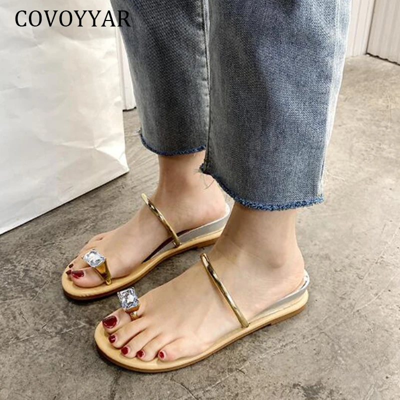 

COVOYYAR Rhinestone Women Slides Sandals Summer Quality Beach Casual Wedge Thong Woman Slippers Ladies Flip Flops WSL303