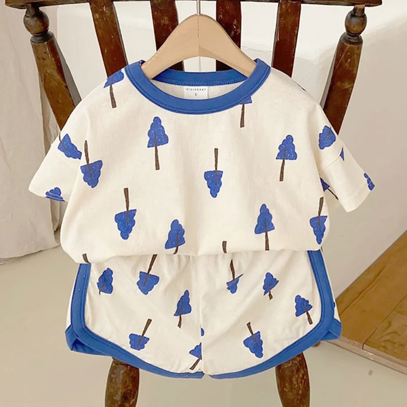 

Летний детский костюм Bobora в Корейском стиле для маленьких мальчиков и девочек, футболка с короткими рукавами и принтом в виде маленького де...