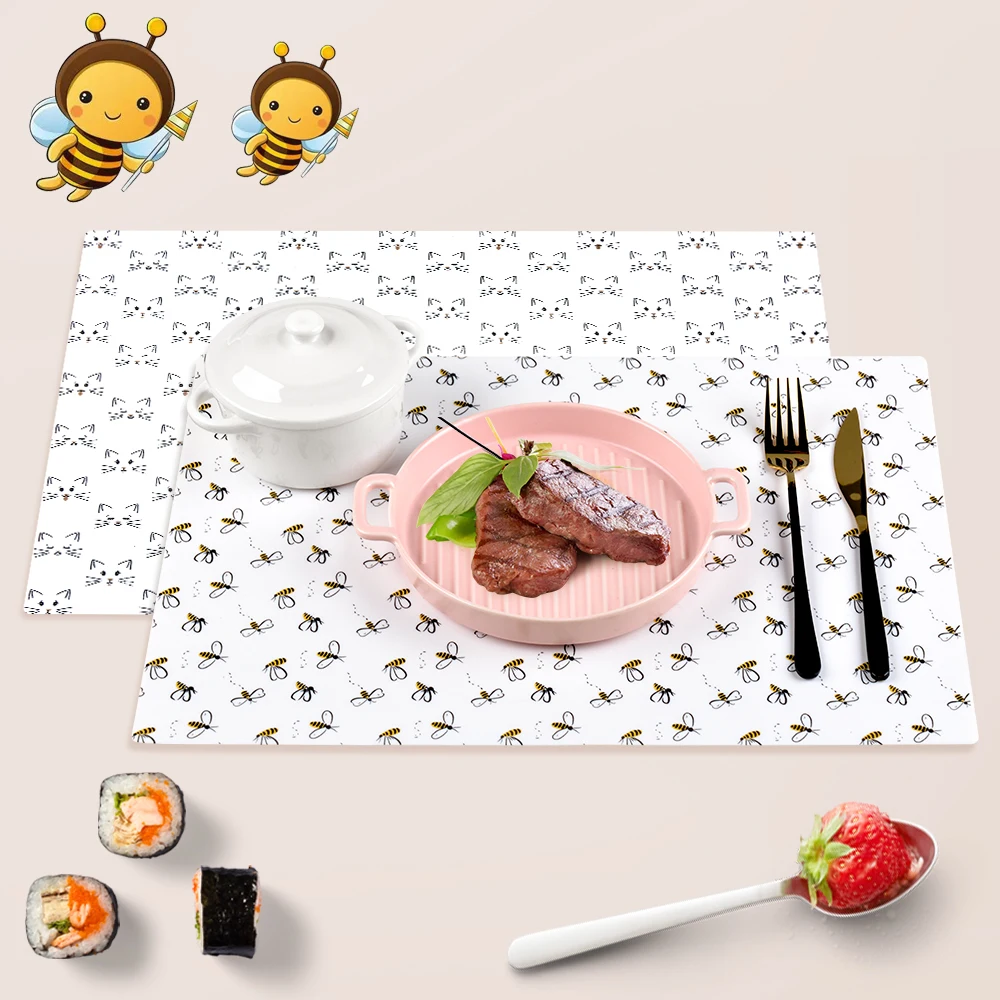 

1PC 40x30CM Silicone Table Mat Cute Animal Anti-Slip Water-Proof Placemat Dining Tablemat Silicone Coaster Kitchen Accessories