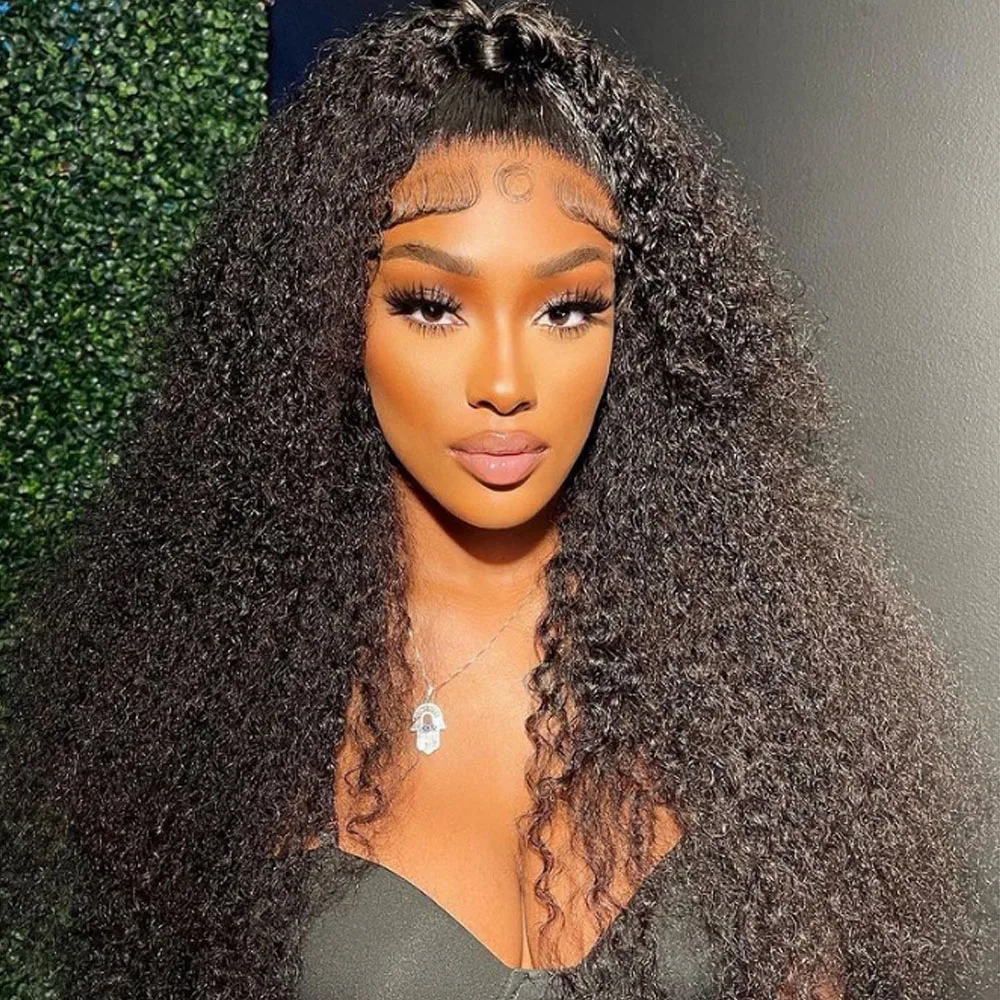 Curly Lace Front Wigs Human Hair Pre Plucked Deep Wave 13x4x1 Glueless Transparent Lace Front Wig Human Hair Wig for Black Women