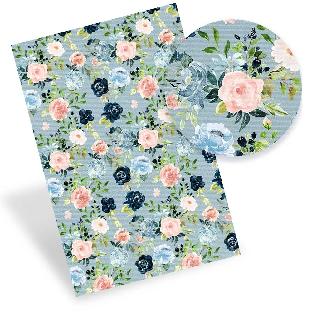 

Faux Synthetic Leather Sheets Rose Flowers Printed Vinyl Cloth Fabric DIY Hair Bow Earrings Handbag Craft Materials 22*30cm/pc