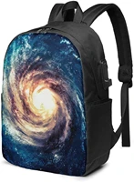 spiral galaxy business laptop school bookbag travel backpack with usb charging port headphone port fit 17 in