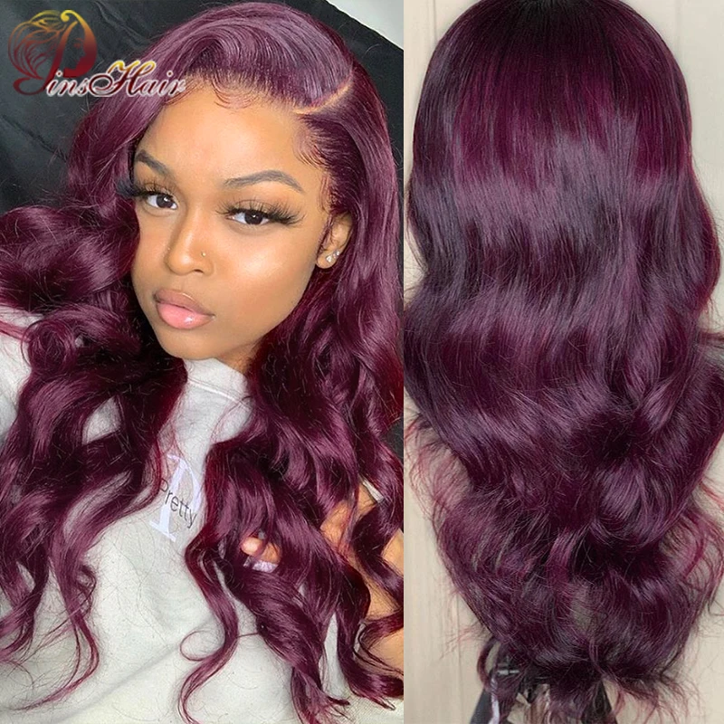 99J Burgundy Body Wave Lace Front Wig For Women 13X4 Red Colored Lace Frontal Wigs Brazilian Human Hair Pre Plucked Baby Hair