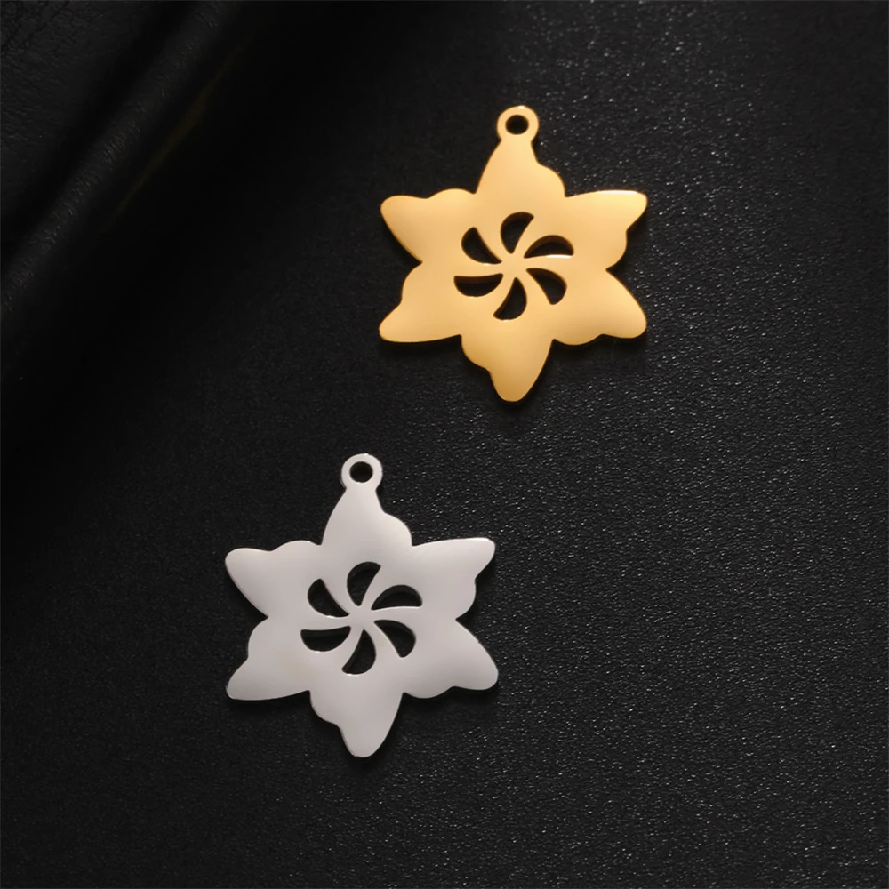 

Wholesale 5pcs 22x17.5mm Hollowed Windmill Flower Pendants Component For Jewelry Making Diy Stainless Steel Charms Accessories