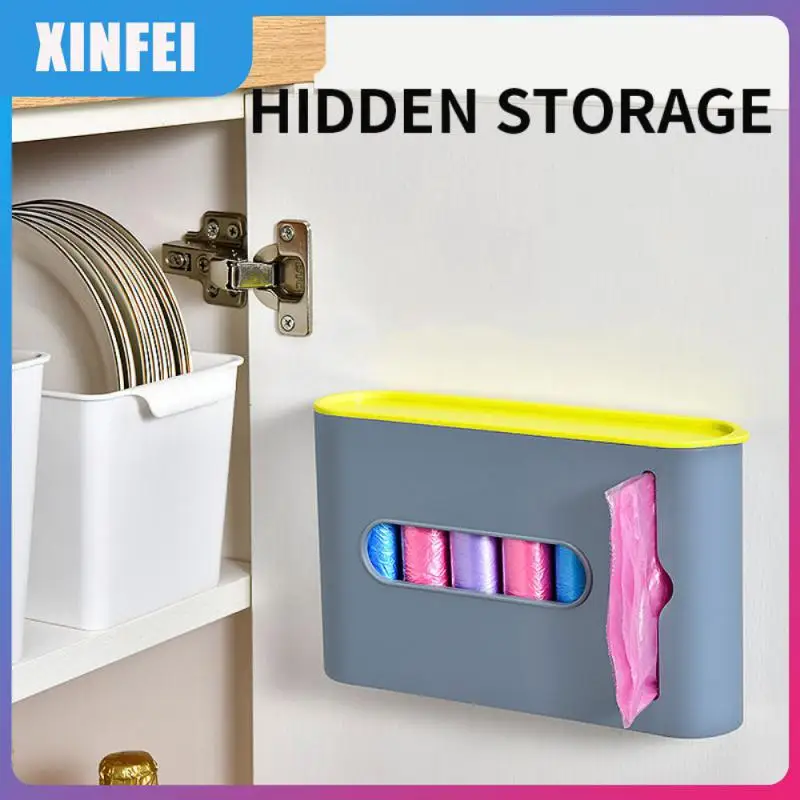 

Wall-mounted Kitchen Garbage Bag Storage Rack Punch-Free Bathroom Plastic Bag Nordic Style Shoe Cover Storage Box Home Organizer
