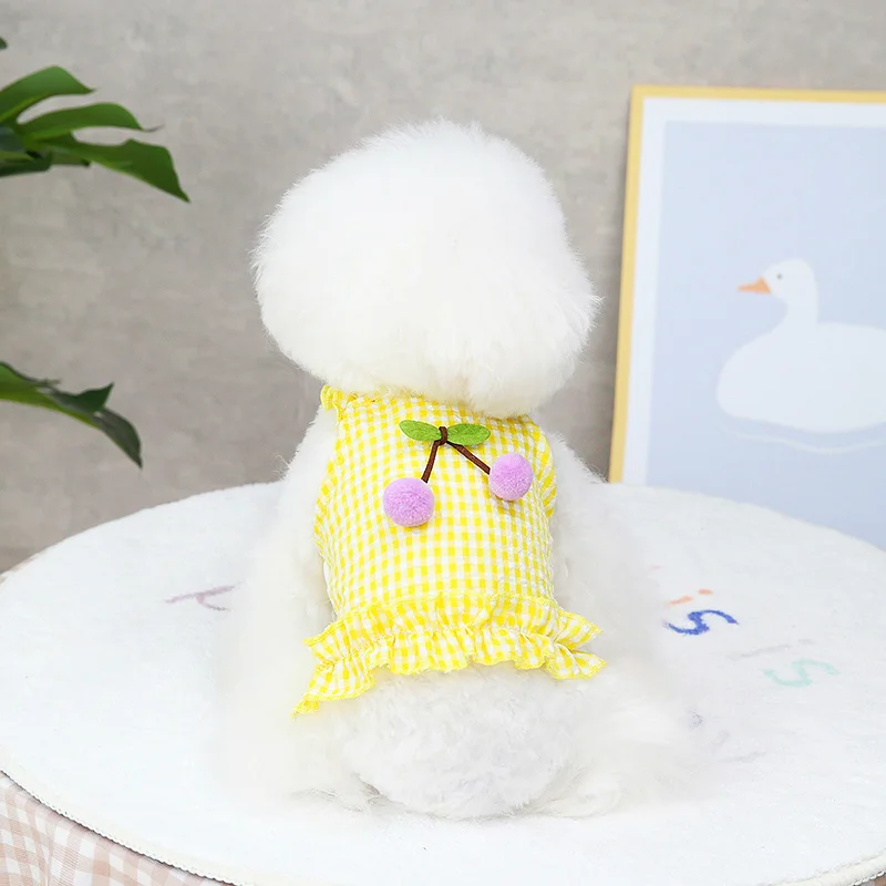 

Dog Clothes Pet Vest Skirt Cute Cherry Dress For Small Dogs Puppy Mini Skirts Spring Summer Chihuahua Bichon York Cats Clothing