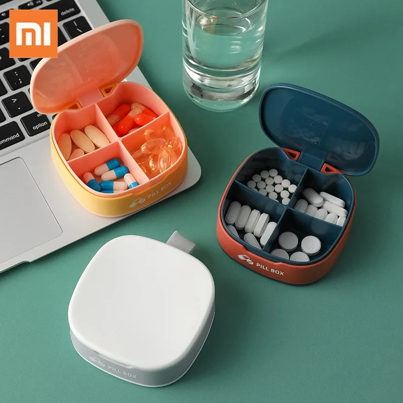

Портативный дорожный контейнер для таблеток Xiaomi 4 Gird, контейнер для таблеток, контейнер для хранения таблеток, Диспенсер, Органайзер