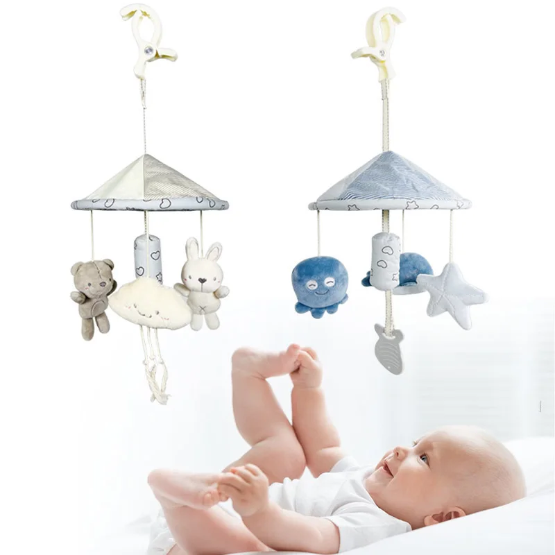 

Baby Plush Animal Strollers Hanging Wind Chimes Newborn Umbrella Shaped Toys with Teether BB Device Bed Bell Bed Hanging Toys