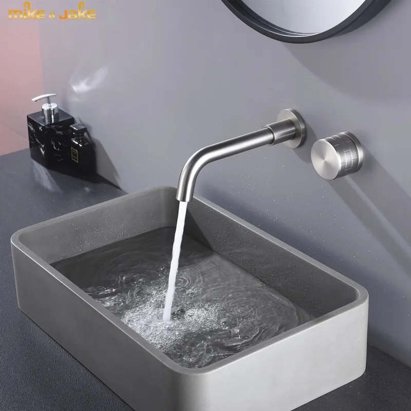 Wall Basin Faucet Brushed Nickel Embedded Wall Outlet Cold A