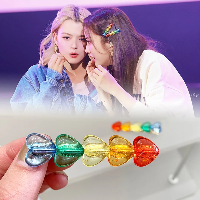 

Freenbecky Hair Pins Transparent Heart Rainbow Hair Clips Gap The Series Freen Hair Fashion Accessories Girl Woman Gifts